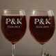 Inicjał dla pary kwiaty - Dwa Grawerowane Kieliszki do wina