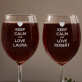 Keep calm and love me - Dwa Grawerowane Kieliszki do wina