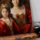 królowa mama z córką - Królewski portret królowa mama z córką - Królewski portret