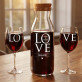 LOVE - Zestaw grawerowana karafka i dwa kieliszki do wina LOVE - Zestaw grawerowana karafka i dwa kieliszki do wina