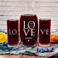 LOVE - Zestaw grawerowana karafka i dwie szklanki
