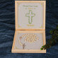 Pamiątka chrztu listki - Różaniec w drewnianym pudełku