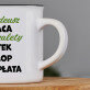 Praca ma 3 zalety - Kubek ceramiczny z czarnym rantem Praca ma 3 zalety - Kubek ceramiczny z czarnym rantem